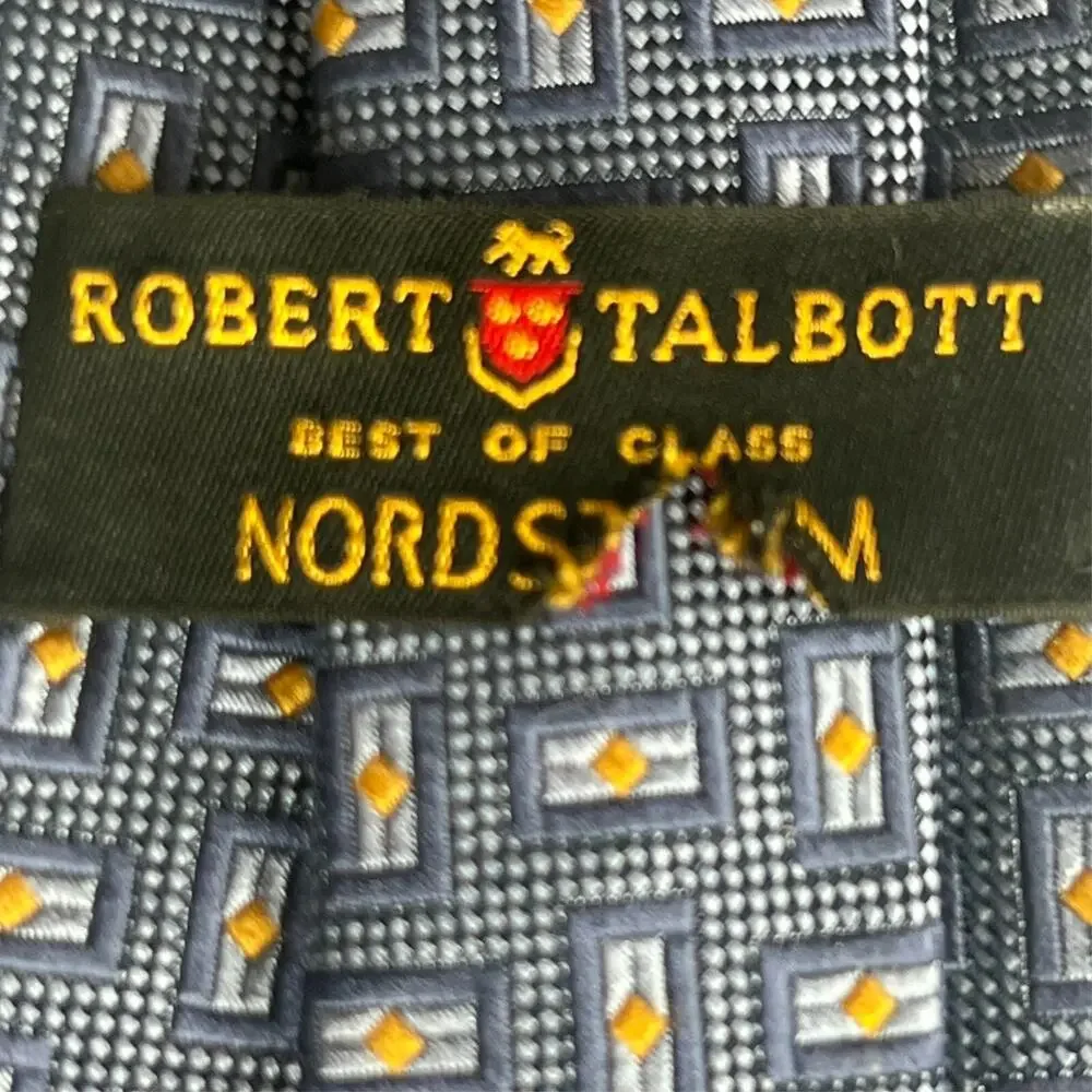 Robert Talbott Best Of Class Men's Neck Tie Woven Silk Blue Yellow Geometric